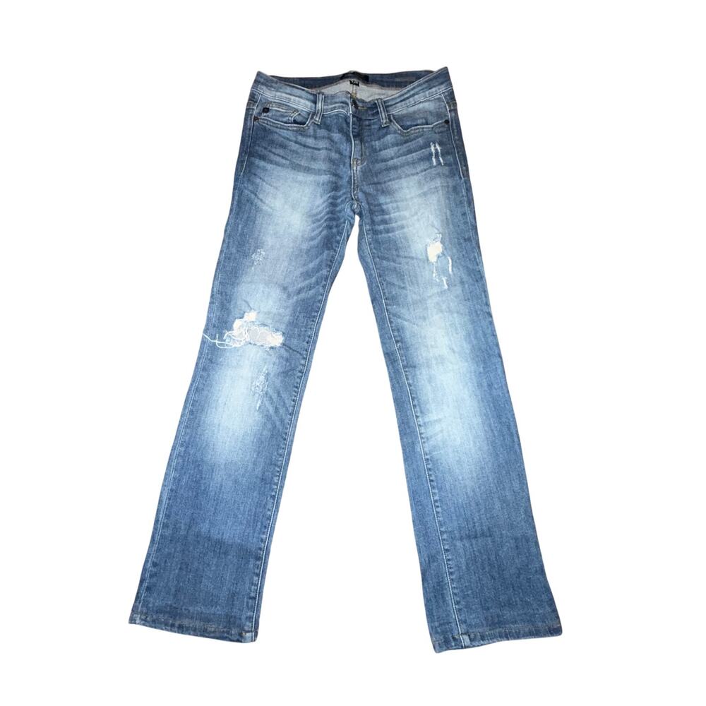 Judy Blue Straight Leg Jeans Women's Size 7/28 Medium Blue Wash Distressed